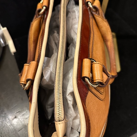 Celine Gorgeous Tan and Red Leather Satchel - Picture 6 of 16